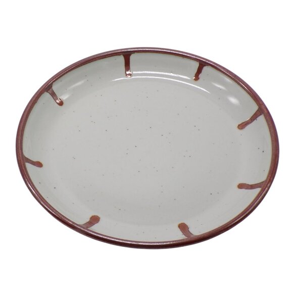 Lauffer (2) Firethorn Burgundy Drip & Speckle Stoneware Coupe Dinner Plates - Picture 7 of 9